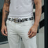 HEED NYC Classic Black & White Genuine Leather "HD" Embossed Belt